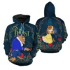 Disney Beauty And The Beast 3D Couple Hoodie, Belle & Beast, Valentine's Day Gift