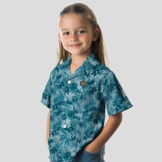 Jacksonville Jaguars Leafy Hawaiian Shirt, Teal Aloha Beach Shirt for Summer