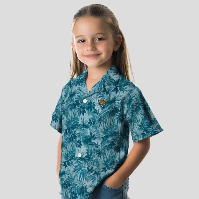 Jacksonville Jaguars Leafy Hawaiian Shirt, Teal Aloha Beach Shirt for Summer