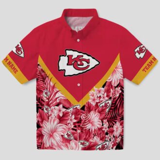 Custom Kansas City Chiefs Floral Hawaiian Shirt, Red Chevron Beach Vacation Outfit