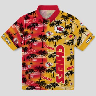 Custom Kansas City Chiefs Hawaiian Shirt, Palm Silhouettes Red Aloha Football Apparel
