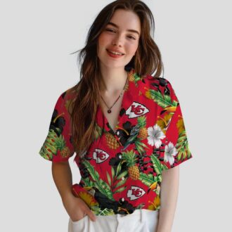 Kansas City Chiefs Summer Hawaiian Shirt, Toucan Hibiscus Pineapple Tropical Fan Apparel