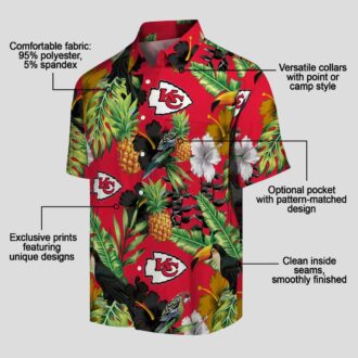 Kansas City Chiefs Summer Hawaiian Shirt, Toucan Hibiscus Pineapple Tropical Fan Apparel