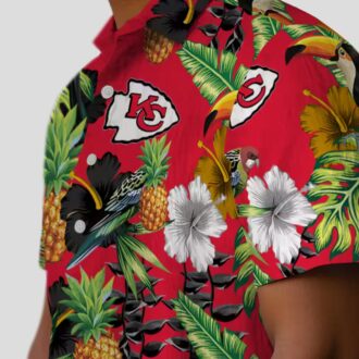 Kansas City Chiefs Summer Hawaiian Shirt, Toucan Hibiscus Pineapple Tropical Fan Apparel