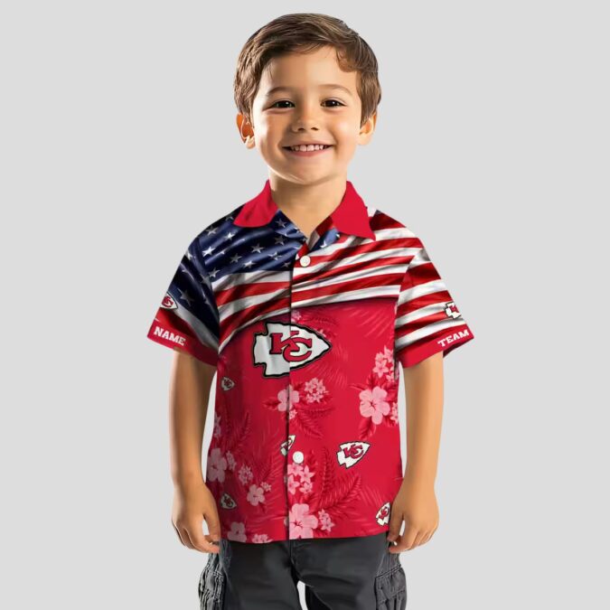 Kansas City Chiefs US Flag Hawaiian Shirt, Hibiscus Red Floral Summer Outfit