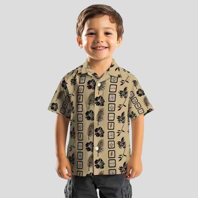 New Orleans Saints Floral Gold Hawaiian Shirt, NFL Football Fan Outfits