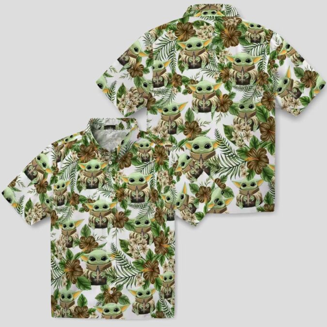 New Orleans Saints Tropical Yoda Green Hawaiian Shirt, NFL Aloha Fan Gifts