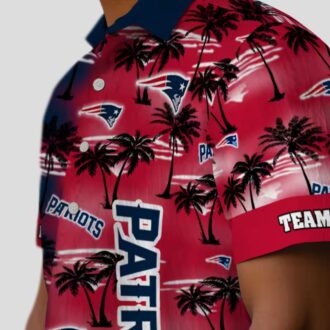 Custom New England Patriots Aloha Shirt, Palm Silhouettes Blue Hawaiian Summer Apparel