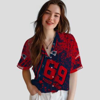 Custom New England Patriots Blue Hawaiin Shirt - USA Stars & Stripes Design
