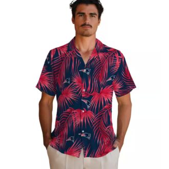 Limited Edition Patriots Hawaiian Shirt, Blue Palm Leaf Summer Football Shirt