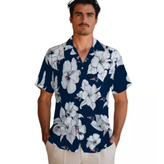 New England Patriots Hibiscus Bloom Hawaiian Shirt - Blue White Aloha Style