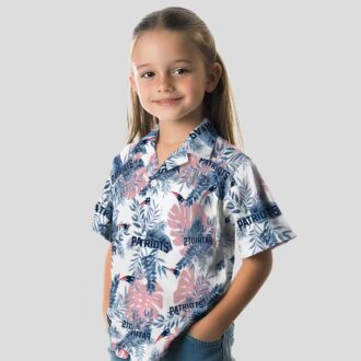 NFL Fans New England Patriots Hawaiian Shirt, Tropical Leaves Blue White Style