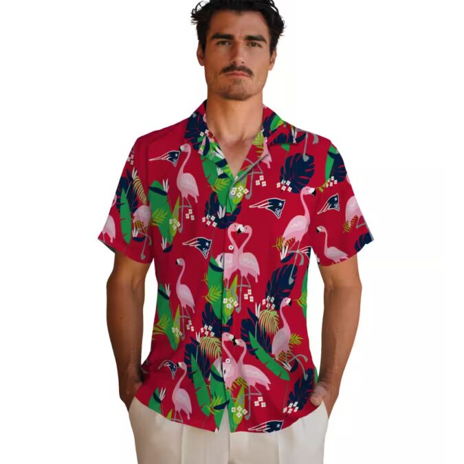 NFL Patriots Flamingo Foliage Blue Green Hawaiian Shirt – Game Day & Beach Party 2025