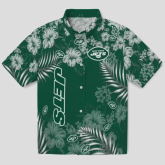 New York Jets Floral Hawaiian Shirt, Summer Hibiscus Print Football Fan Outfit