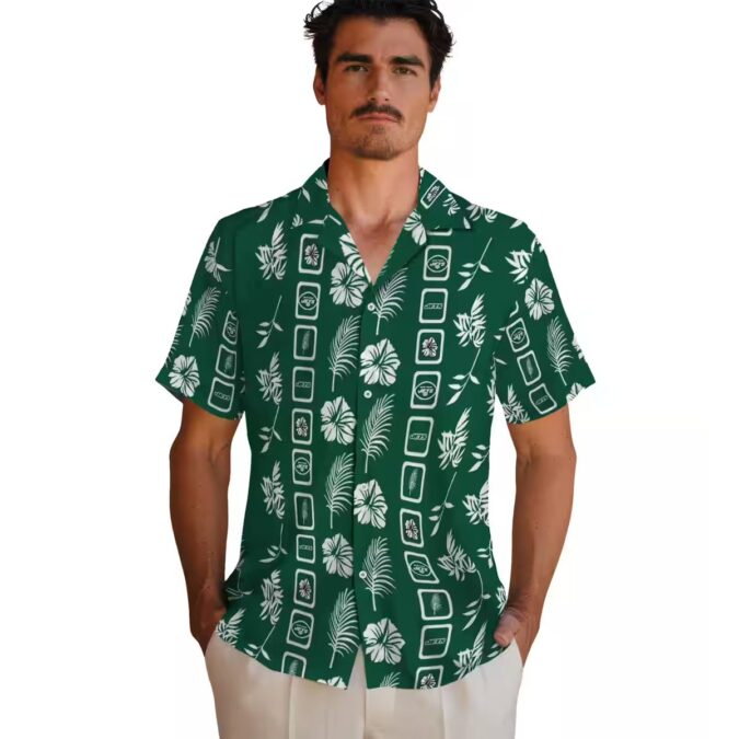 New York Jets Football Hawaiian Shirt, Floral Green Aloha NFL Fan Shirt
