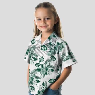 New York Jets Hibiscus Palm Hawaiian Shirt, Green White Tropical Football Apparel