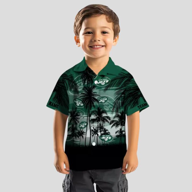 New York Jets Sunset Scene Green Black Hawaiian Shirt, Custom NFL Team Apparel