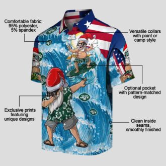 NFL Fans New York Jets Hawwaiian Shirt, Surfing Santa Holiday Gift for Summer
