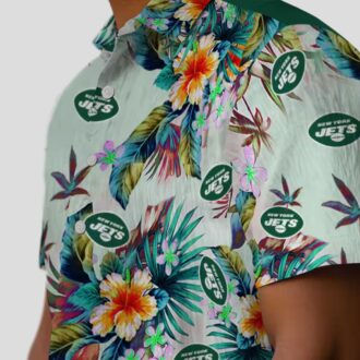 NFL New York Jets Aloha Hawaiian Shirt - Tropical Foliage Green Design