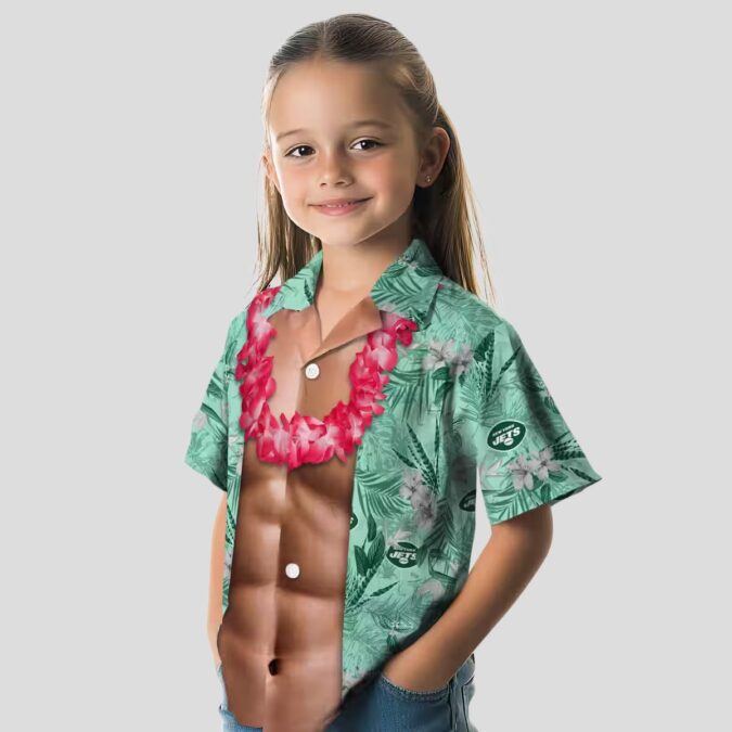 NFL New York Jets Hawaiian Shirt, Chest Illusion Green Summer Beach Shirt for Fans