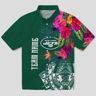 NFL New York Jets Polynesian Green Green Shirt, Floral Hawaiian Style for Football Fans