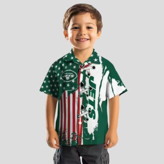 NFL Team New York Jets Green Hawaiian Shirt, USA Flag Game Day Outfit