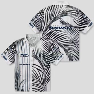 NFL Fans Seahawks Palm Stripes Hawaiian Shirt, Summer Vacation Apparel