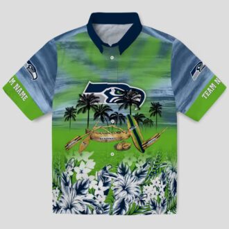 Seattle Seahawks Canoe Blue Hawaiian Shirt, Personalized NFL Summer Outfit