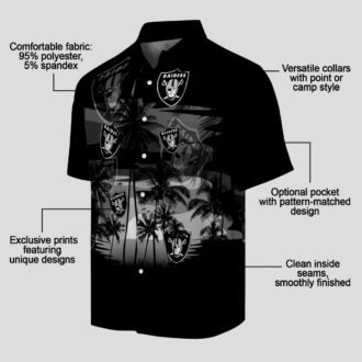 Custom Las Vegas Raiders Black Hawaiian Shirt - Sunset Tropical NFL Fan Gear