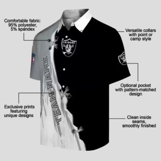 Custom NFL Team Raiders Hawaiian Shirt, Edgy Black & White Aloha Football Gear