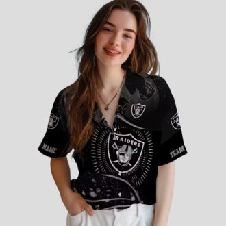 Las Vegas Raiders Aloha Hawaiian Shirt - Black Tropical Football Wave Design
