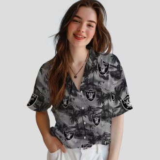 Las Vegas Raiders Aloha Shirt - Summer Hawaiian with Coastal Palm Design