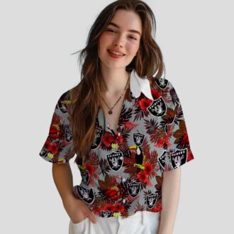 Las Vegas Raiders Black Red Hawaiian Shirt, Floral Toucan Summer Apparel