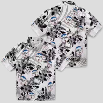 Las Vegas Raiders Hibiscus Hawaiian Shirt for Men - Black & White Palm Leaf Design