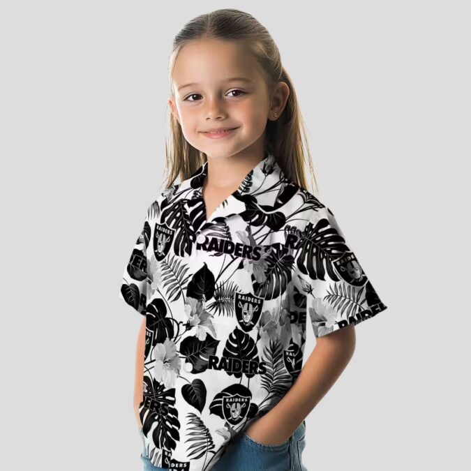 Las Vegas Raiders Tropical Aloha Shirt – Black & White Hawaiian Design for Game Day