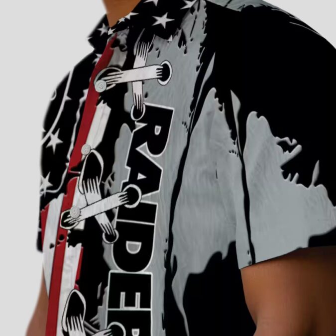 NFL Fans Las Vegas Raiders Black Hawaiian Shirt with Stitched Flag Design for Game Day