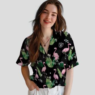 NFL Las Vegas Raiders Black Hawaiian Shirt, Summer Flamingo Leaf Design