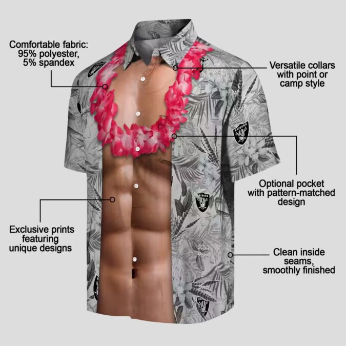NFL Las Vegas Raiders Hawaiian Shirt for Men, Unique Chest Illusion NFL Fan Gift