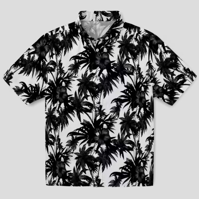 NFL Las Vegas Raiders Palm Motif Hawaiian Shirt, Summer Beach & Game Day Outfit NFL Las Vegas Raiders Palm Motif Hawaiian Shirt, Summer Beach & Game Day Outfit