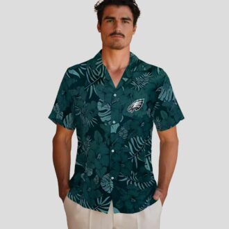 Buy Philadelphia Eagles Green Hawaiian Shirt, Jungle Vibes NFL Beach Party Outfit