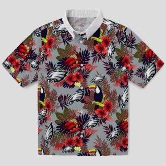 Philadelphia Eagles NFL Hawaiian Shirt, Floral Toucan Green Red Tropical Vacation Wear