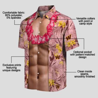 Men's Washington Commanders NFL Hawaiian Shirt - Chest Illusion Burgundy Beachwear