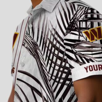NFL Washington Commanders Palm Stripes Hawaiian Shirt, Burgundy Black Tropical Summer Outfit