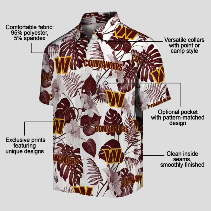 Washington Commanders Tropical Hawaiian Shirt, NFL Floral Aloha Beachwear for Men & Women