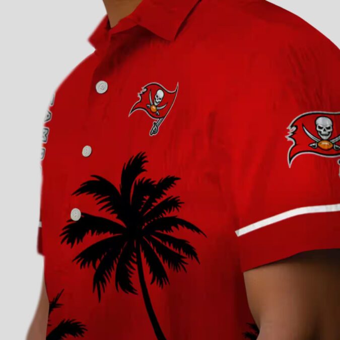 NFL Tampa Bay Buccaneers Beach Sunset Hawaiian Shirt, Red Black Summer Fan Apparel