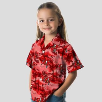 Red Tampa Bay Buccaneers Coastal Palms Hawaiian Shirt, Aloha Summer Fan Gear