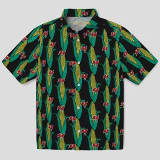 Tampa Bay Buccaneers Black Green NFL Hawaiian Shirt – Corn Motif Design