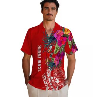 Tampa Bay Buccaneers NFL Hawaiian Shirt, Red Polynesian Floral Aloha Beach Shirt