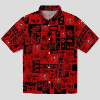 Tampa Bay Buccaneers Red Black Tropical Hawaiian Shirt, NFL Patchwork Design for Summer & Beach