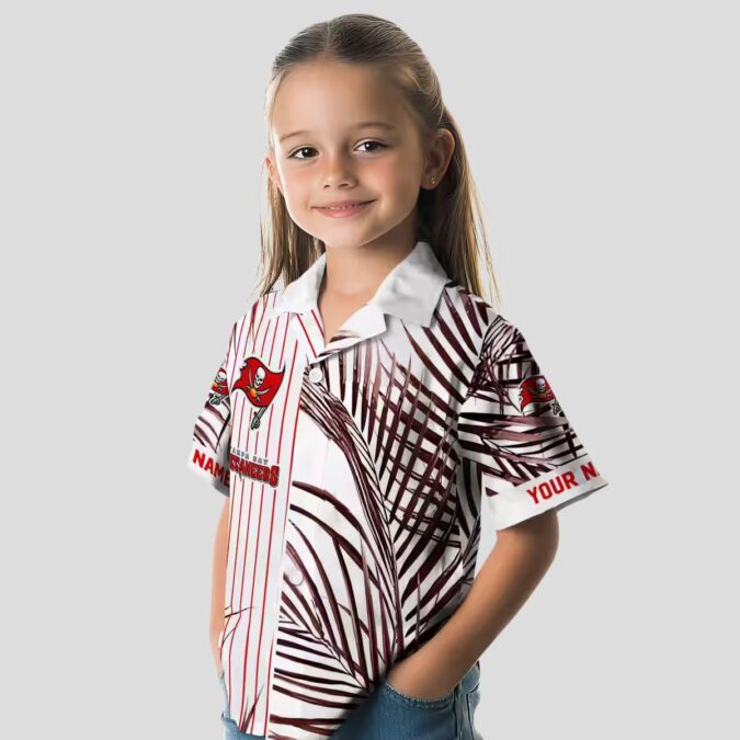 Tampa Bay Buccaneers Red Black White Hawaiian Shirt, Palm Stripes Design NFL Fan Apparel